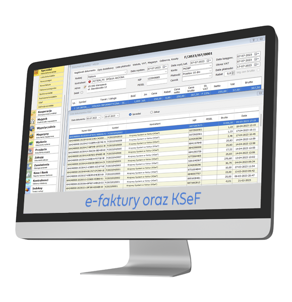 Image of an screen showing sBiznes e-faktury and KSeF